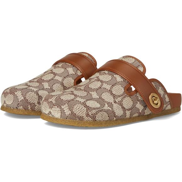 Coach Women's 7B Cocoa Amber Blake Clogs In Signature Textile Jacquard LB15-8 - Picture 1 of 9